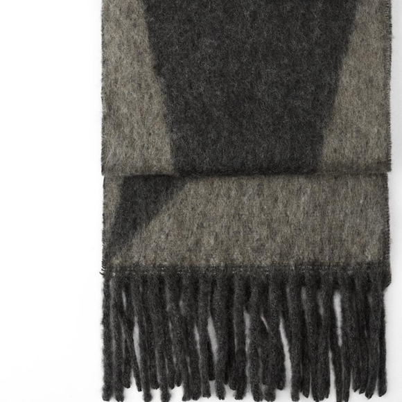 ZARA Women's Jacquard Wool Scarf(Gray, Size:M) - Picture 6 of 9